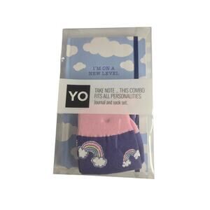 Yo Sox Cloud and Rainbows Hardcover Journal "I'm On A New Level"  & Sock Set NIB